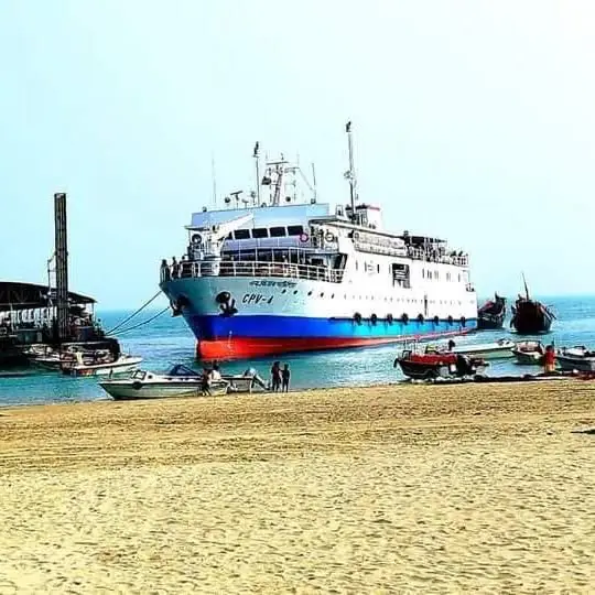 Ship anchored off the beach at Saint Martin's Island